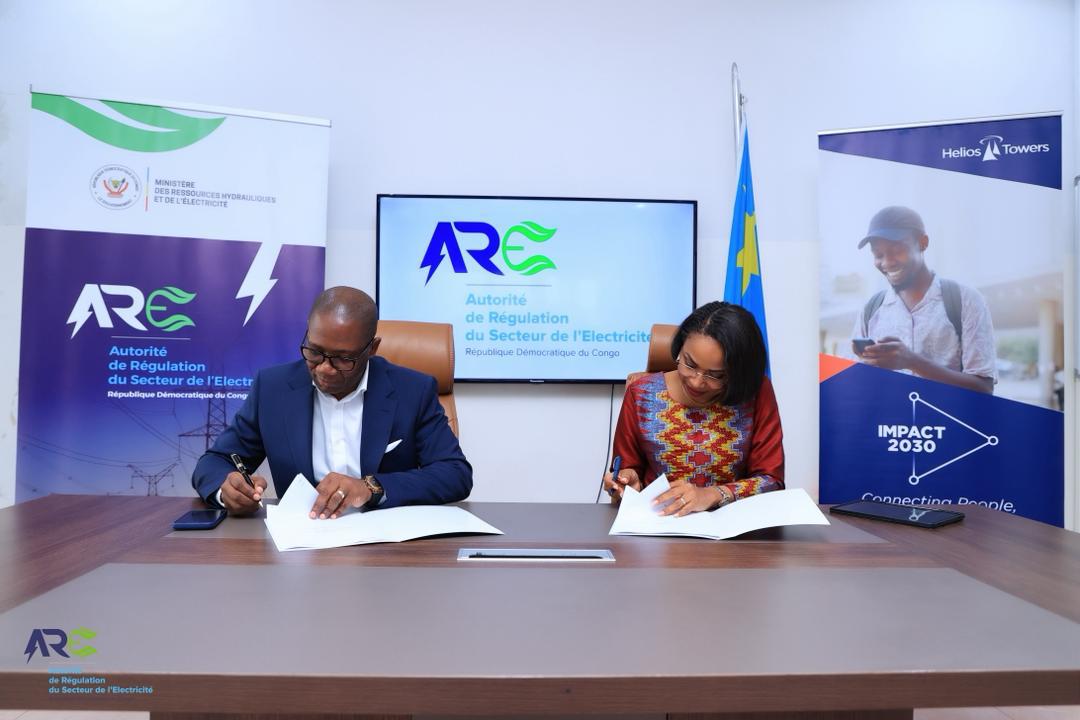 RDC : l’ARE et Helios Towers RDC scellent un partenariat pour sécuriser l’alimentation énergétique des infrastructures télécoms